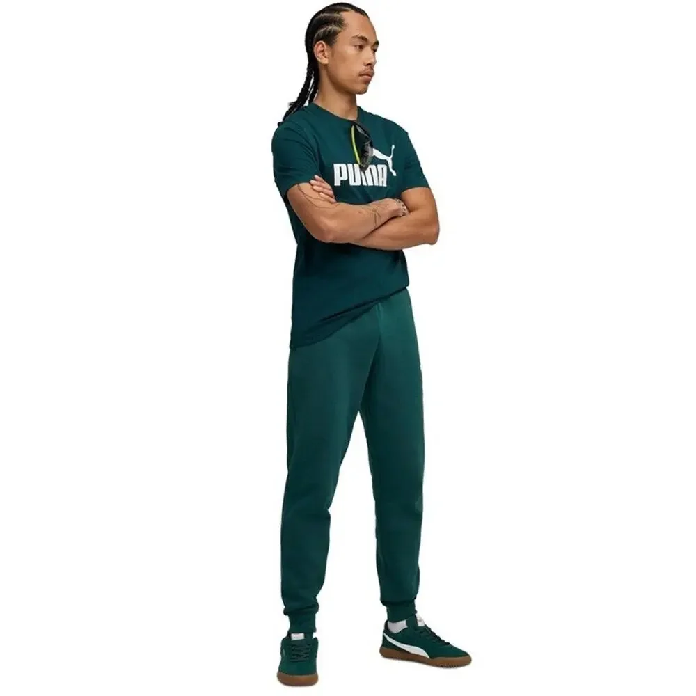 PUMA Mens XXL Sweatpants Green Terrain Logo Cuffed Fleece Active Jogger Pants